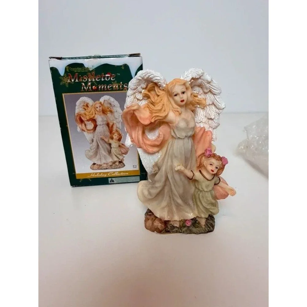 2000 Cornerstone Creations Mistletoe Moments Guardian Angel Child Figurine